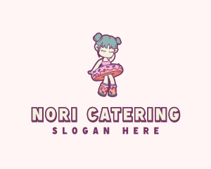 Donut Girl Cartoon logo design