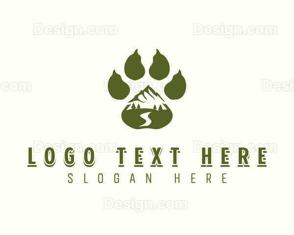 Adventure Paw Print Mountain Logo