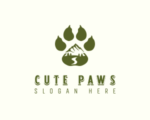 Adventure Paw Print Mountain logo design