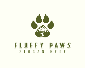 Adventure Paw Print Mountain logo design