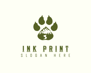 Adventure Paw Print Mountain logo design