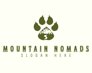 Adventure Paw Print Mountain logo design