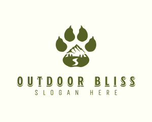 Adventure Paw Print Mountain logo design