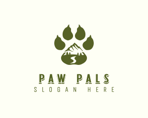 Adventure Paw Print Mountain logo design