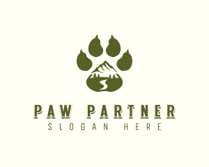 Adventure Paw Print Mountain logo design