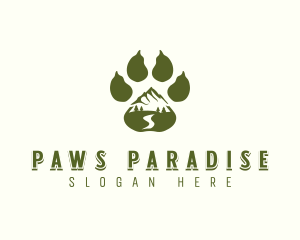 Adventure Paw Print Mountain logo design