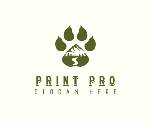 Adventure Paw Print Mountain logo design