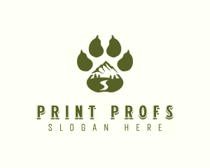 Adventure Paw Print Mountain logo design