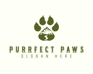 Adventure Paw Print Mountain logo design