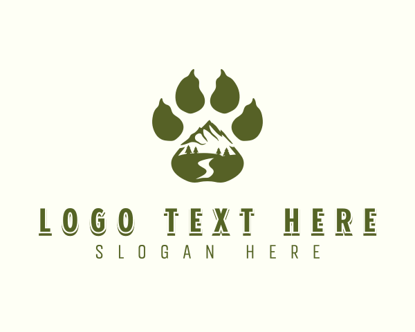 Adventure Paw Print Mountain logo