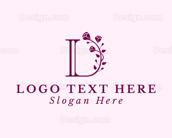 Rose Flower Boutique Letter D Logo