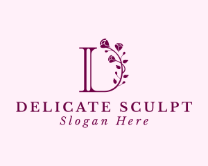 Rose Flower Boutique Letter D logo design