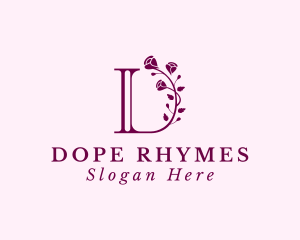 Rose Flower Boutique Letter D logo design