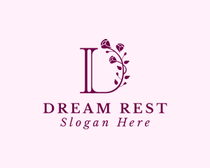 Rose Flower Boutique Letter D logo design