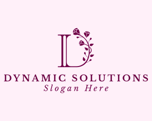 Rose Flower Boutique Letter D logo design