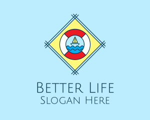 Sail Boat Lifebuoy  logo design