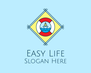 Sail Boat Lifebuoy  logo design