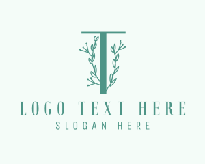 Vine Plant Letter T Logo