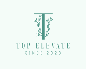 Vine Plant Letter T logo design