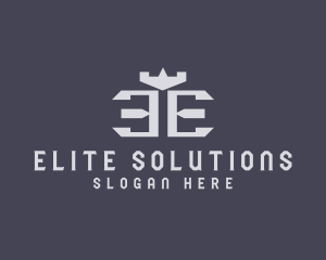 Crown Builder Letter E logo design