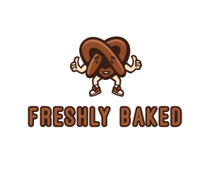 Pretzel Thumb Cartoon logo design