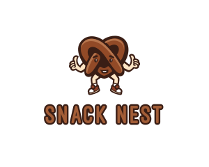 Pretzel Thumb Cartoon logo design