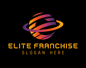 Gradient Planet Letter E logo design