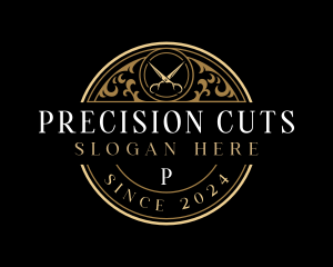 Barbershop Groomer Scissors logo design