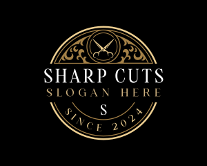 Barbershop Groomer Scissors logo design