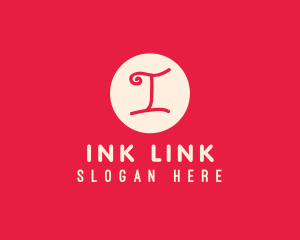 Pink Handwritten Letter I logo design