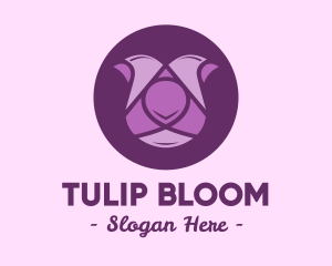Purple Tulip Flower logo design