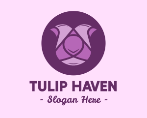 Purple Tulip Flower logo design