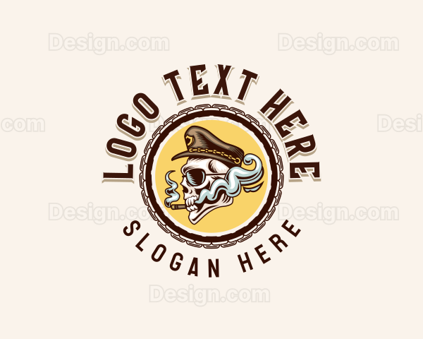 Smoking Skull Captain Logo