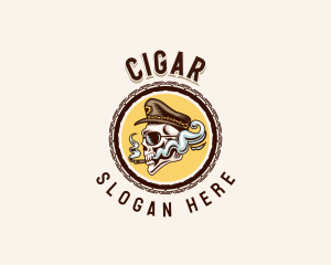 Smoking Skull Captain logo design