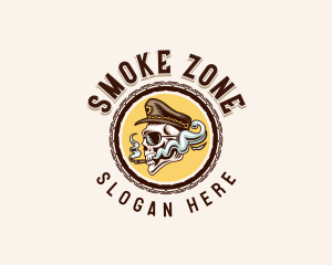 Smoking Skull Captain logo design