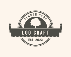 Lumberjack Logging Saw logo design