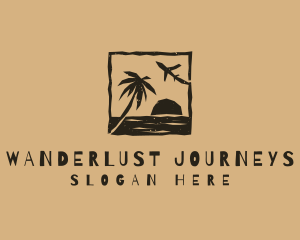 Beach Travel Airplane Destination logo design