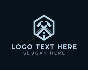 Hexagon Hammer Nail Roof logo