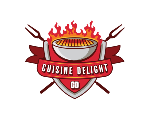 Shield Flame Grill logo design