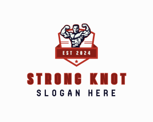 Strong Bodybuilder Man logo design