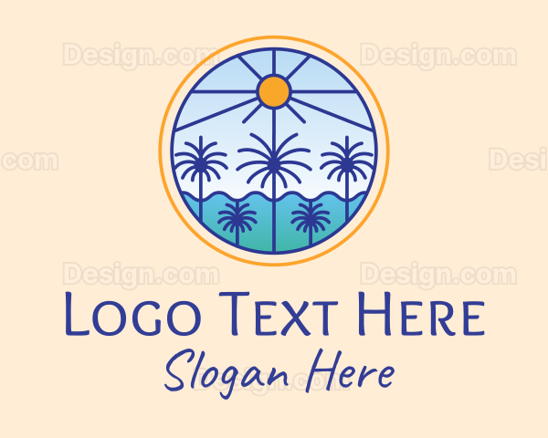 Palm Trees Sun Logo