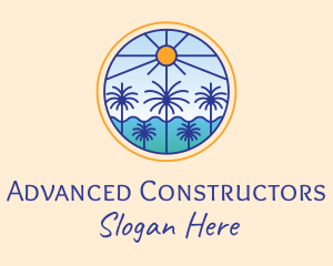  Palm Trees Sun logo design