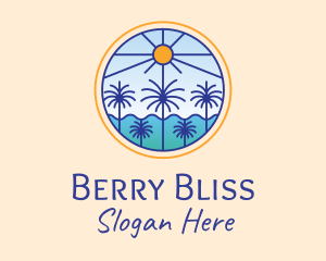  Palm Trees Sun logo design