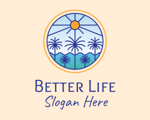  Palm Trees Sun logo design