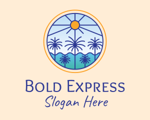  Palm Trees Sun logo design