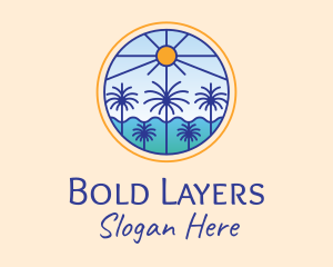  Palm Trees Sun logo design