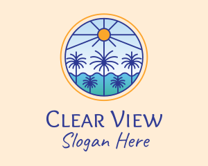  Palm Trees Sun logo design