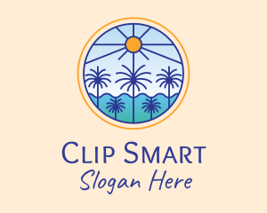  Palm Trees Sun logo design