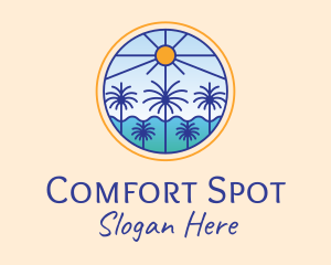  Palm Trees Sun logo design