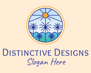  Palm Trees Sun logo design